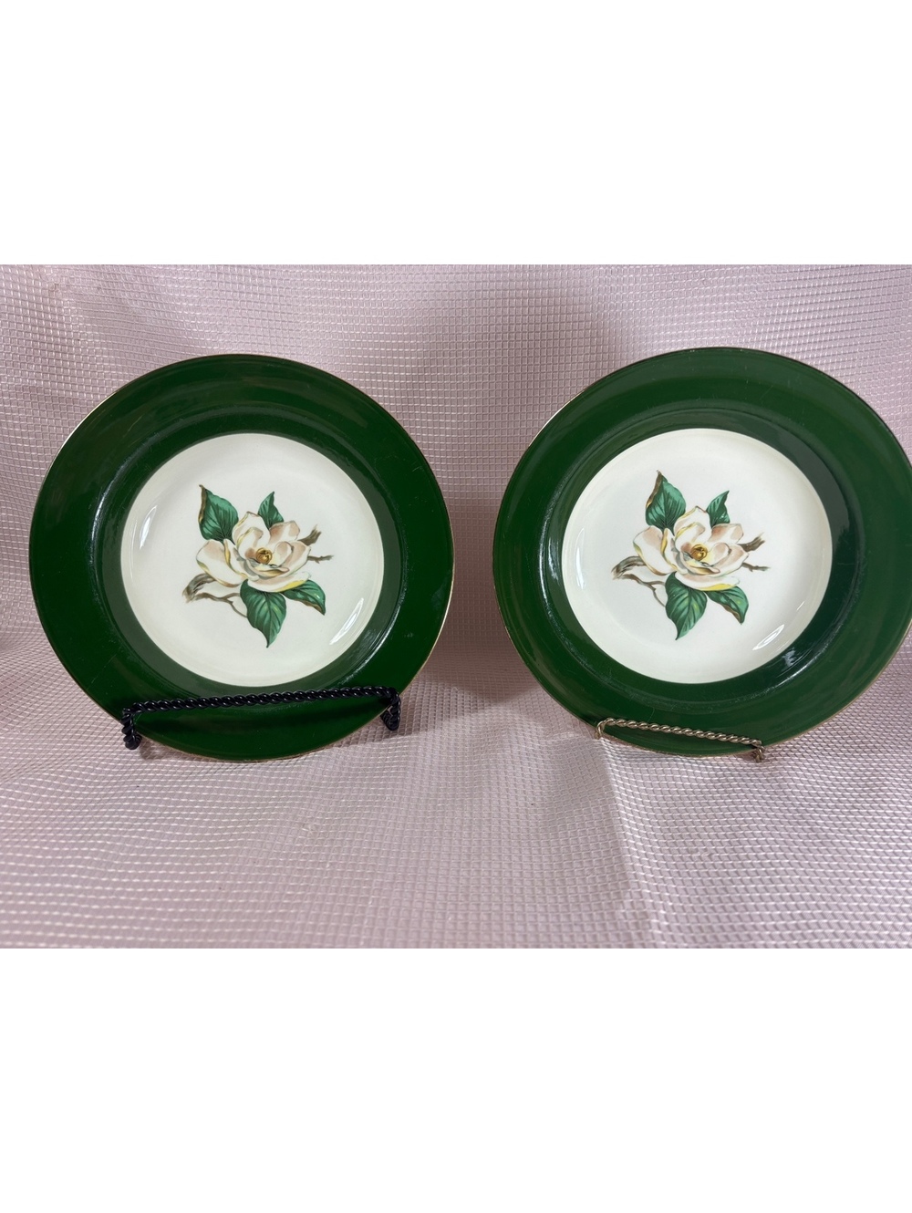 257 - 2 Homer Laughlin Lifetime China Jaderose bowl a white magnolia green leaf